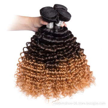 Tone Curly Wave 1b 4 27 Ombre Color Brazilian Virgin Cuticle Aligned Hair Bundles